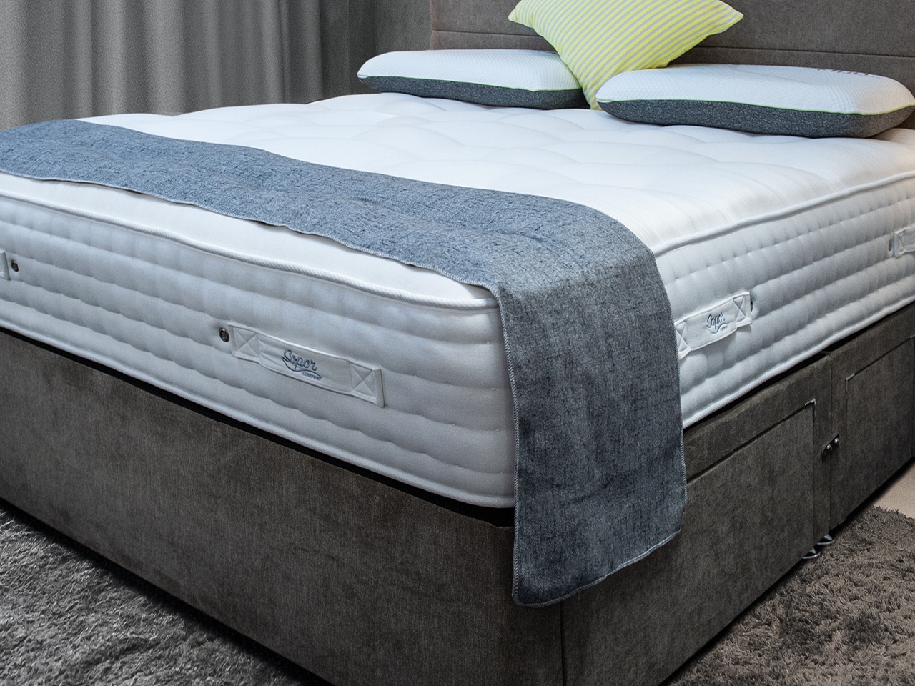 Bamfo mattress with grey drawer bed base